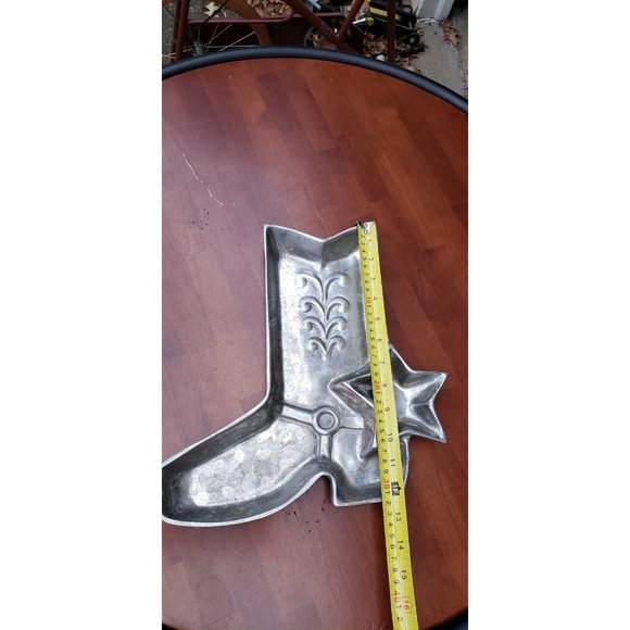 Large HOLLAND BOONE Alloy Pewter Western Cowboy Boot Star Center Piece Bowl - Picture 5 of 9